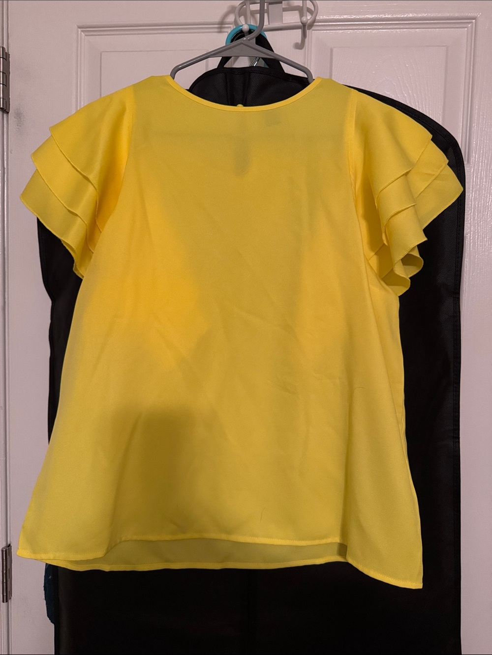 Yellow Flutter Sleeve Women's Top